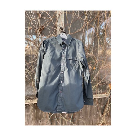 Vintage 90s Daniel Hechter Grey Shirt Button Up Durable Press Sz 15 - Picture 1 of 6